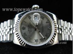 RL08008 ROLEX DATEJUST SS SWISS ETA 2836-2 GREY ROMAN