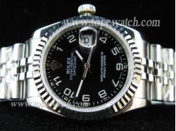 RL08009 ROLEX DATEJUST SS SWISS ETA 2836-2 BLACK NUMERAL