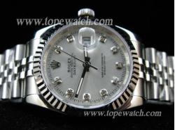 RL08014 ROLEX DATEJUST SS SWISS ETA 2836-2 SILVER DIAMOND