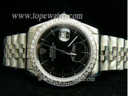 ROLEX Datejust Gents Black Dial Diamond Bezel