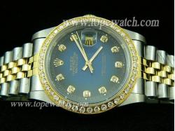 ROLEX Datejust Gents Blue Dial Diamond Markers