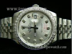 ROLEX Datejust Gents Grey Dial Diamond Bezel