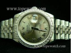 ROLEX Datejust Gents Grey Dial Diamond Bezel