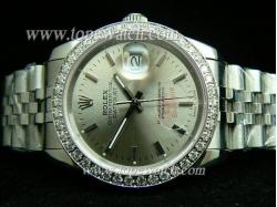 ROLEX Datejust Gents Grey Dial Diamond Bezel