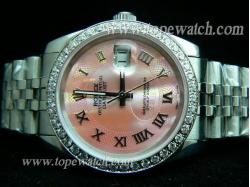 ROLEX Datejust Gents Pearl Pink Dial Diamond Bezel