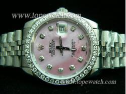 ROLEX Datejust Gents Pearl Pink Dial Diamond Markers