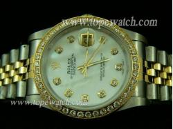 ROLEX Datejust Gents Pearl White Dial Diamond Markers