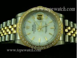 ROLEX Datejust Gents Pearl White Dial Stick Markers