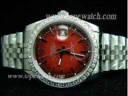 ROLEX Datejust Gents Red Dial Stick Markers