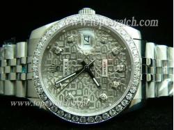 ROLEX Datejust  Gents Silver Dial Diamond Bezel