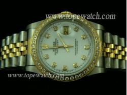 ROLEX Datejust Gents White Dial Diamond Markers