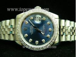 ROLEX Datejust Watch Gents Blue Dial Diamond Markers