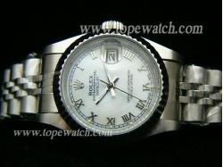 ROLEX J-02L OYSTER PERPETUAL DATEJUST SS LADIES PEARL WHITE