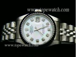 ROLEX J-03L OYSTER PERPETUAL DATEJUST SS LADIES PEARL WHITE