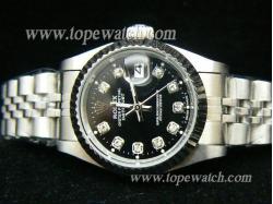 ROLEX J-15L OYSTER PERPETUAL DATEJUST SS LADIES BLACK