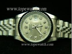 ROLEX J-18L OYSTER PERPETUAL DATEJUST SS LADIES GREY