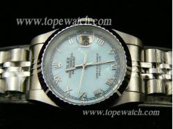 ROLEX J-38L OYSTER PERPETUAL DATEJUST SS LADIES PEARL BLUE