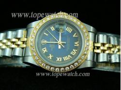 ROLEX JUBILEE 2 TONE + DIAMOND BLACK/BLUE ROMAN