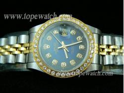 ROLEX JUBILEE 2 TONE +DIAMOND LADY BLACK/BLUE DIAMOND