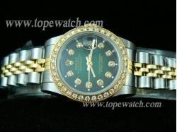 ROLEX JUBILEE 2 TONE +DIAMOND LADY BLACK/GREEN DIAMOND