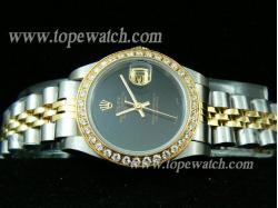 ROLEX JUBILEE 2 TONE +DIAMOND LADY BLACK LOGO