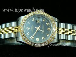 ROLEX JUBILEE 2 TONE +DIAMOND LADY BLACK NUMBER