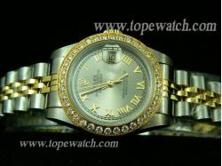 ROLEX JUBILEE 2 TONE +DIAMOND LADY GRAY ROMAN