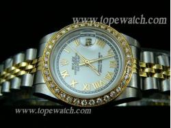 ROLEX JUBILEE 2 TONE +DIAMOND LADY WHITE ROMAN