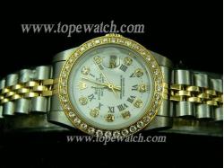 ROLEX JUBILEE 2 TONE +DIAMOND LADY WHITE ROMAN DIAMOND