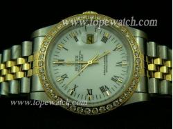 ROLEX JUBILEE 2 TONE +DIAMOND MEN WHITE ROMAN