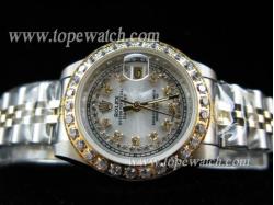 ROLEX JUBILEE 2TONE + DIAMOND BEZEL LADY SILVER DOUBLE