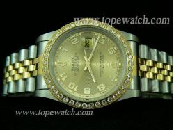 ROLEX JUBILEE 2TONE DIAMOND BEZEL MEN NEW GOLD NUMBER