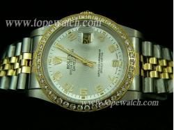 ROLEX JUBILEE 2TONE DIAMOND BEZEL MEN NEW SILVER NUMBER