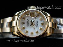 ROLEX OYSTER KING ALL GOLD LADY PEARL WHITE/DIAMOND