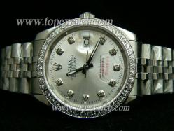 ROLEX Watch Datejust Gents Silver Dial Diamond Bezel