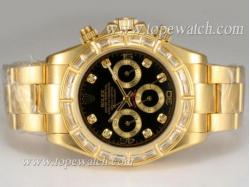 Rolex Daytona Automatic Full Gold with Diamond Bezel and Marking-Black Dial