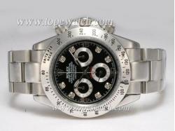 Rolex Daytona Chronograph Asia Valjoux 7750 Movement Diamond Marking with Black Dial