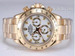 Rolex Daytona Chronograph Asia Valjoux 7750 Movement Full Gold with White Dial