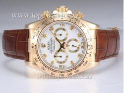 Rolex Daytona Chronograph Asia Valjoux 7750 Movement Gold Case with White Dial