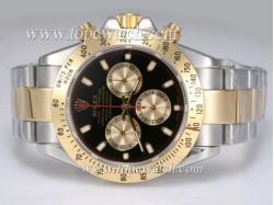 Rolex Daytona Chronograph Asia Valjoux 7750 Movement Two Tone with Black Dial