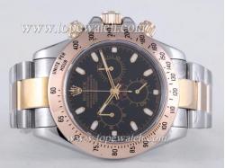 Rolex Daytona Chronograph Asia Valjoux 7750 Movement Two Tone with Black Dial