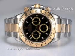 Rolex Daytona Chronograph Asia Valjoux 7750 Movement Two Tone with Black Dial