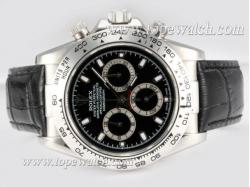 Rolex Daytona Chronograph Asia Valjoux 7750 Movement with Black Dial