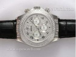 Rolex Daytona Chronograph Asia Valjoux 7750 Movement with Diamond Bezel and Dial