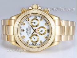 Rolex Daytona Chronograph Automatic 18K Full Gold Plated with Diamond Bezel-White Dial