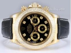 Rolex Daytona Chronograph Automatic 18K Gold Plated Case with Diamond Bezel-Black Dial