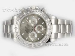 Rolex Daytona Chronograph Automatic Baguette CZ Diamond Bezel with Gray Dial