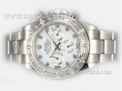 Rolex Daytona Chronograph Automatic Baguette CZ Diamond Bezel with MOP Dial-Diamond Marking