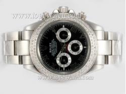 Rolex Daytona Chronograph Automatic Diamond Bezel with Black Dial-Roman Marking