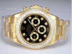 Rolex Daytona Chronograph Automatic Full Gold with Diamond Bezel-Black Dial